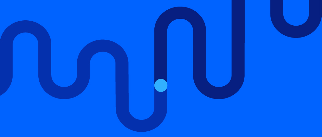 Stylized line graph on blue background