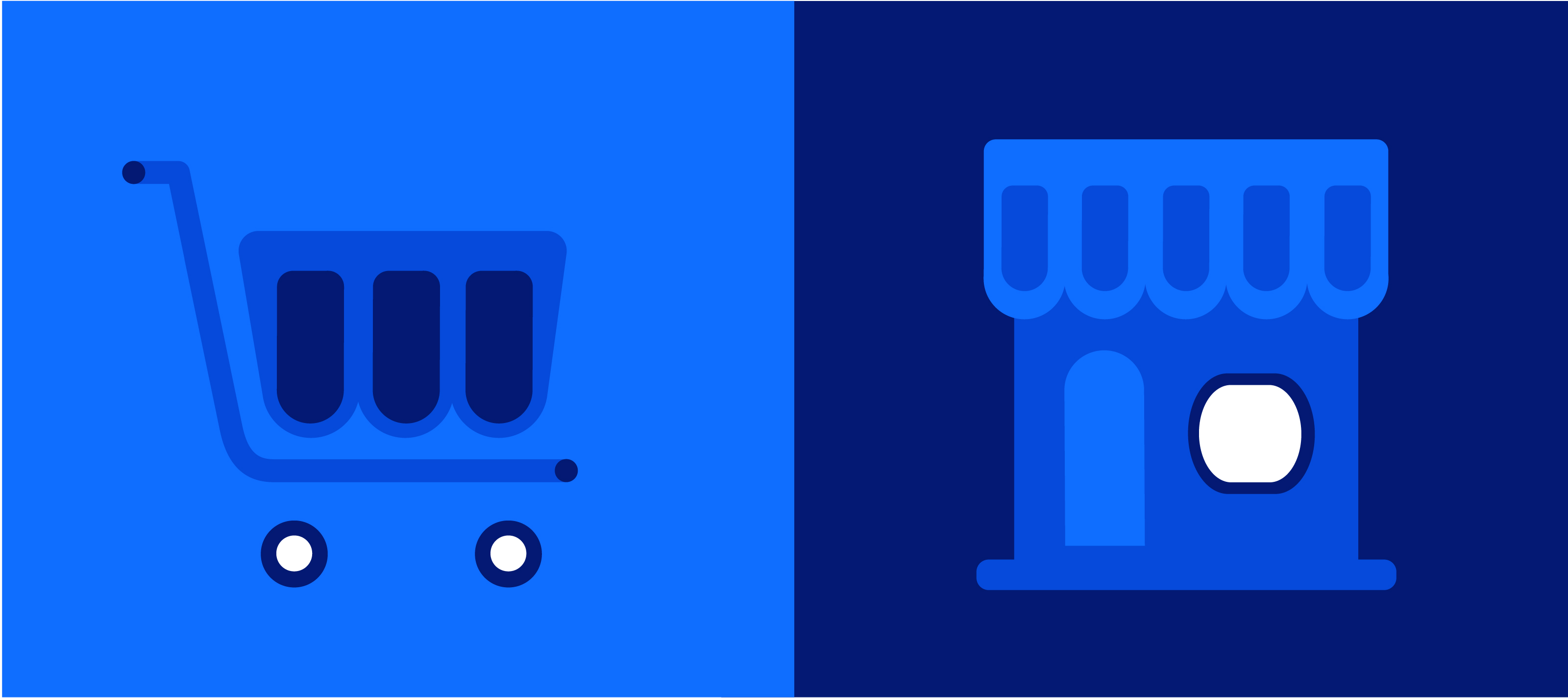 Shopping cart and storefront illustrations