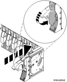 Graphic of installing a disk drive in the system unit.