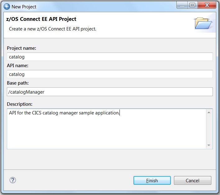 Screen image shows completed fields in the New Project dialog.