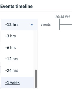Time span list in the Events timeline view.