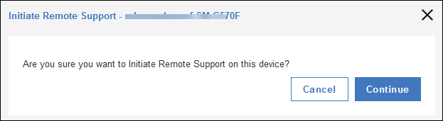 Initiate Remote Support confirmation message