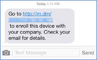 Device activation request text message