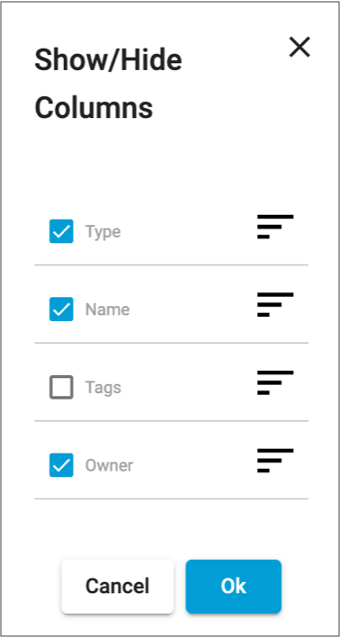 Reordered and hidden columns