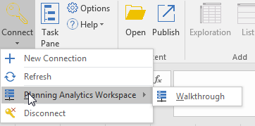 Screenshot of the Planning Analytics for excel