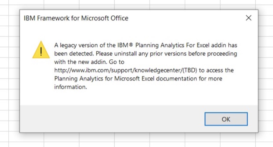 Planning Analytics for Microsoft Excel install error