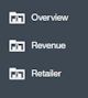 navigation bar with Overview, Revenue, and Retailer buttons