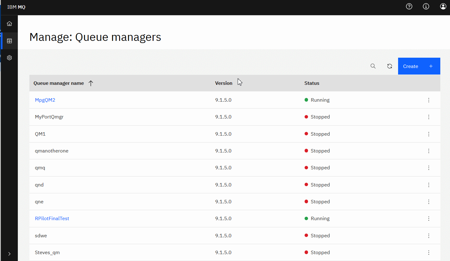 shows the queue manager view