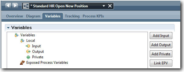 This image shows the Variables page.