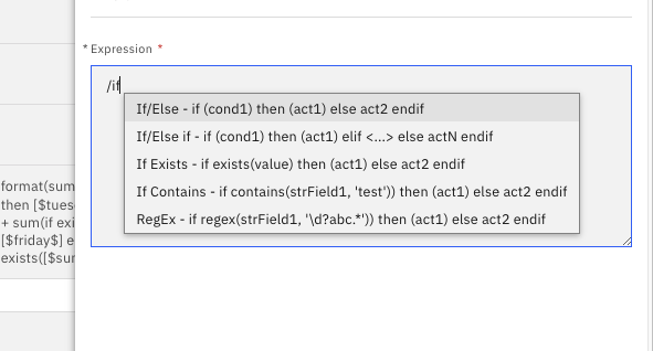 List of string expressions