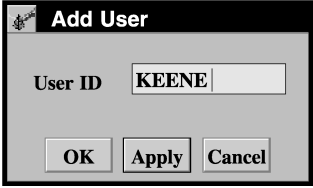 IN the Add User window you can add "User ID". You can then press "OK", "Apply", or "Cancel".