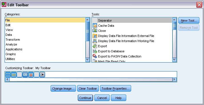 مربع حوار تحرير شريط الأدوات يعرض الفئات والأدوات لكل فئة - إنشاء أشرطة أدوات مخصصة