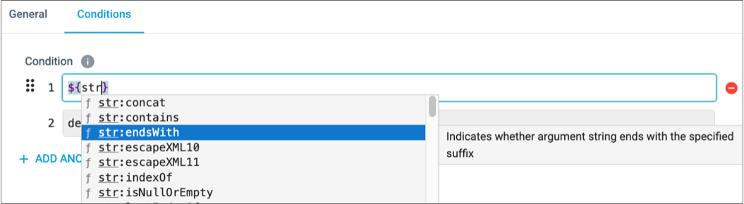 List of valid expression elements with one element highlighted a description of that element displayed