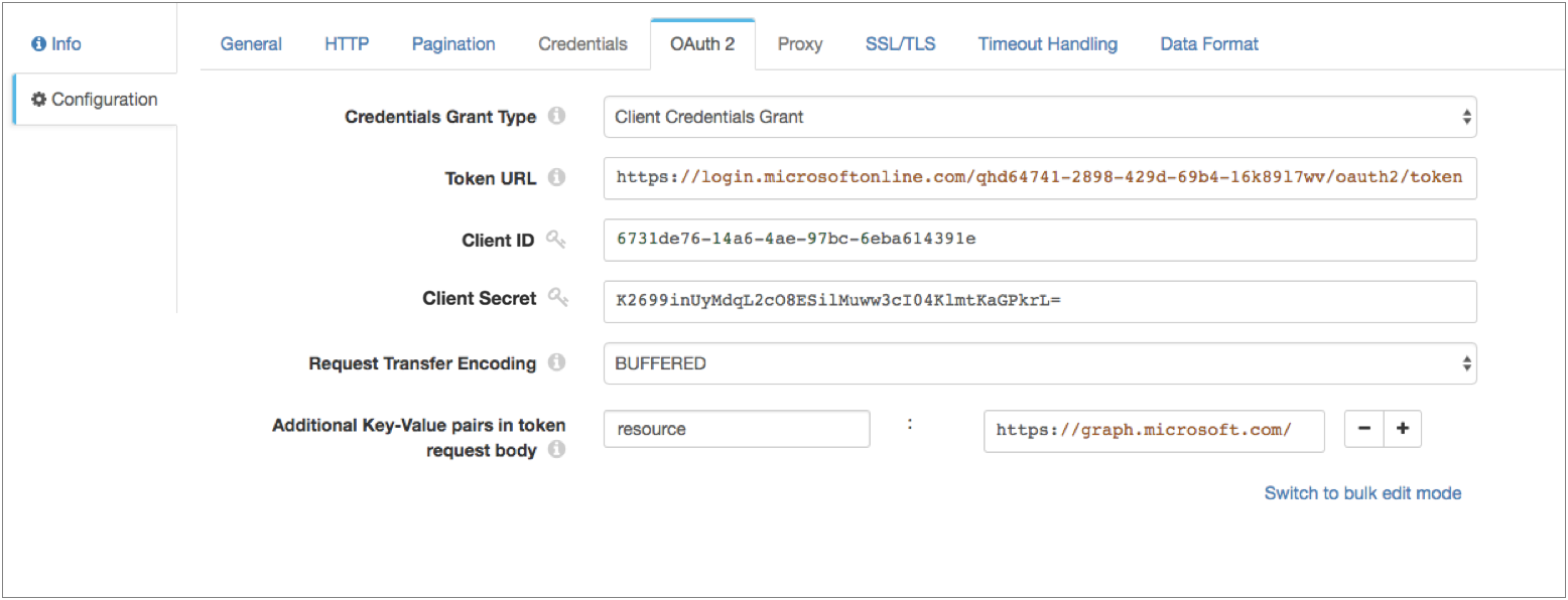 OAuth 2 properties page
