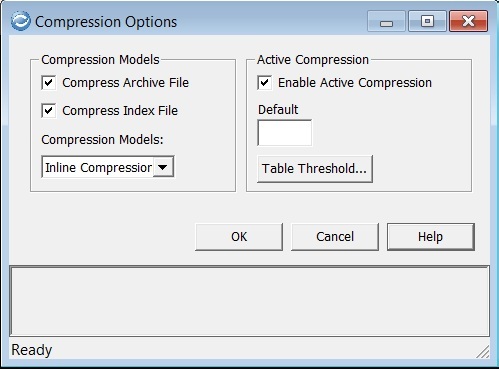 Compression Options panel, described following