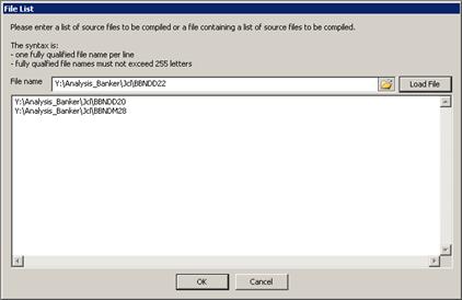 This image shows a dialog box. You can specify a list of source files in the dialog box.