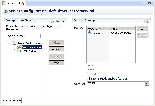 This is a screen capture of the server configuration editor.