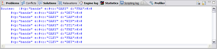 Scripting log tab, showing output for scripting statements.