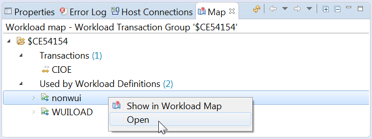 Open a resource from Map view by right-clicking
