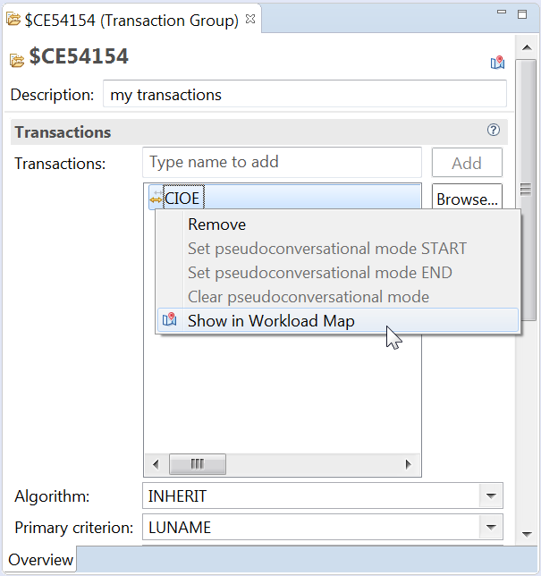 Open the Map view of a transaction from the Transaction Group view