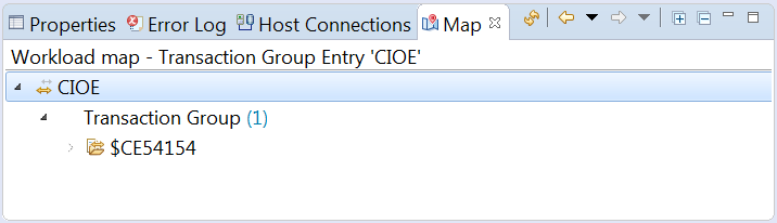 A sample transaction shown at the root in the Map view
