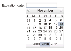 Example of Dojo Date text box widget