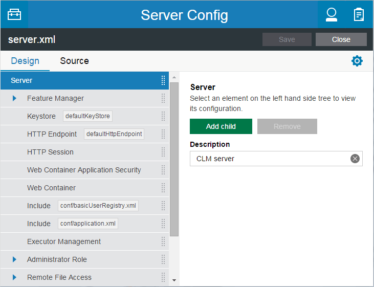 Server Config view