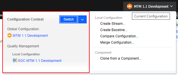 Current Configuration menu
