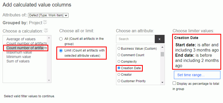 Example of calculating total number of specific artifacts