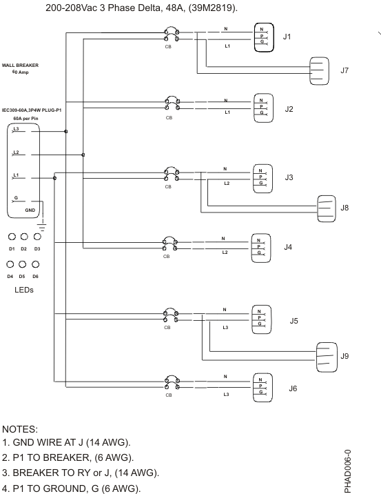 Wiring diagram for the 7196 PDU+