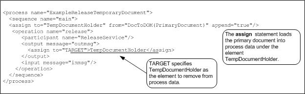 Removing a Temporary Document from Process Data