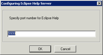 This figure shows the window for defining the port number for the Eclipse Help Server.