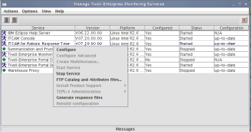 Manage Tivoli Enterprise Monitoring Services window