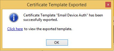 Exported certificate template file link
