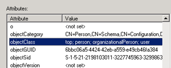 Object Class for a user on Active Directory