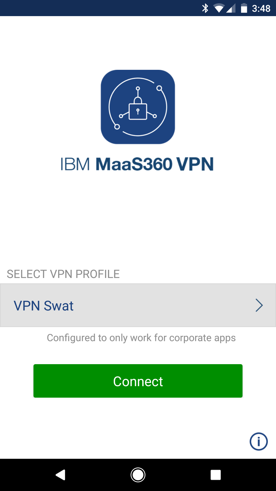MaaS360 VPN app home screen