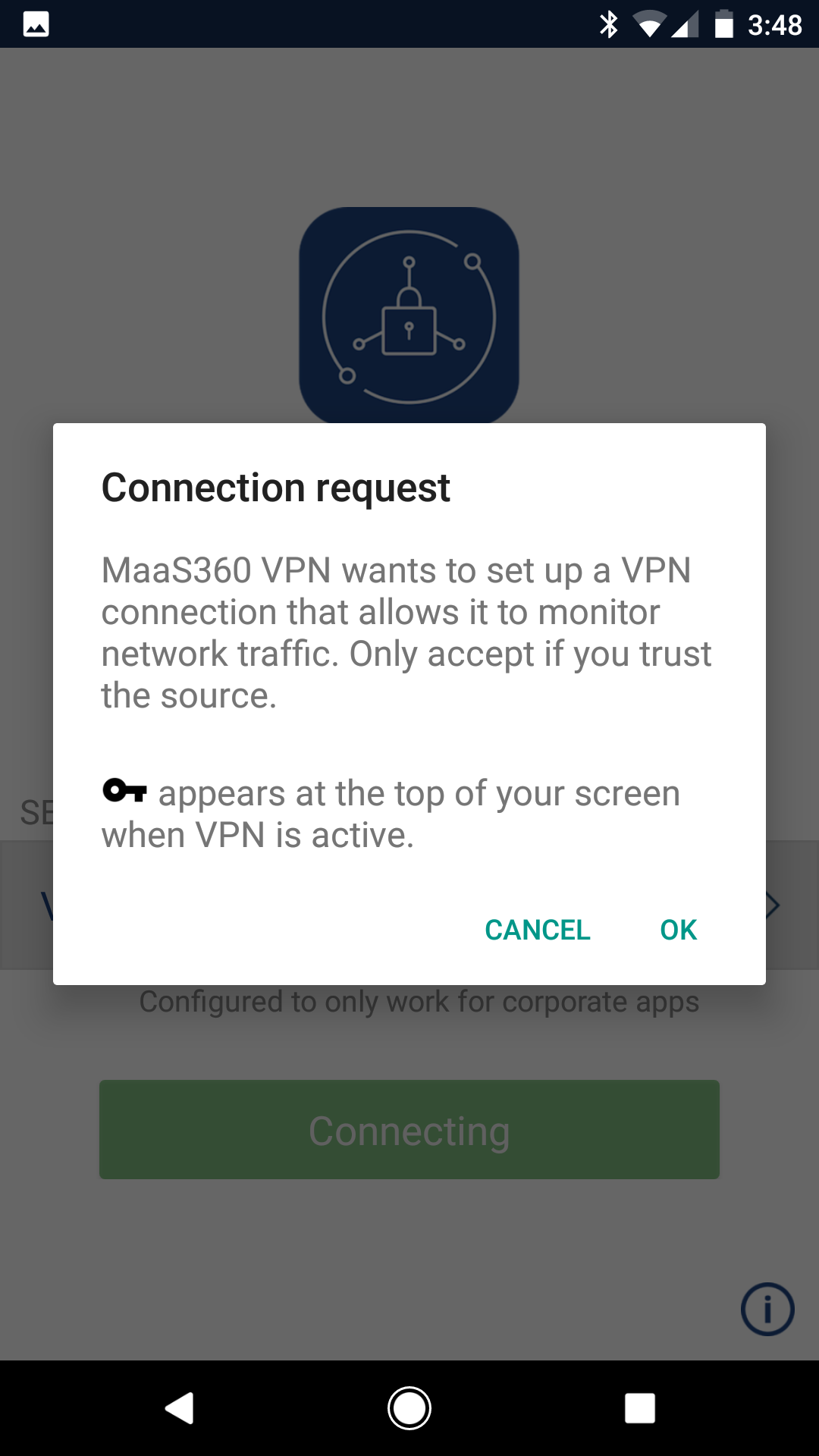 MaaS360 VPN app profile settings