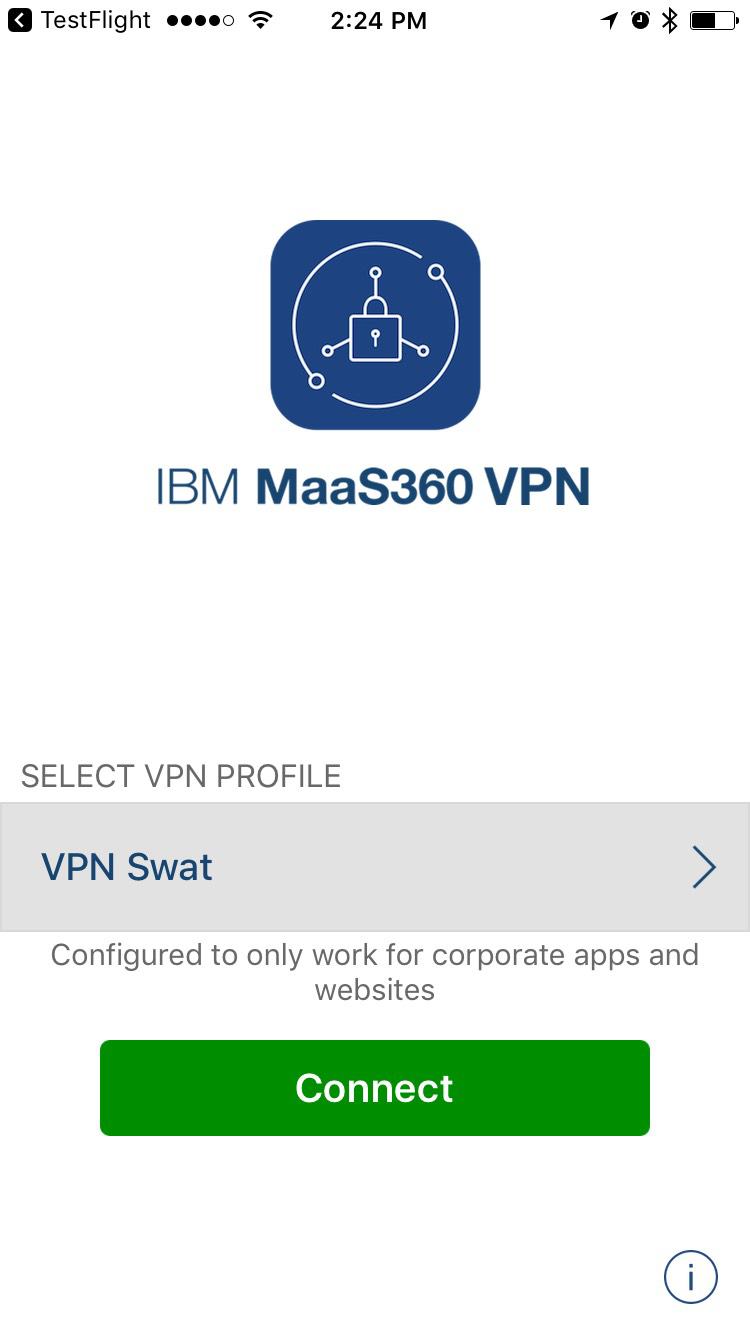 MaaS360 VPN app home screen