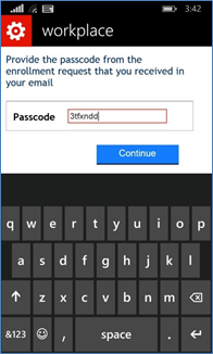 Passcode screen