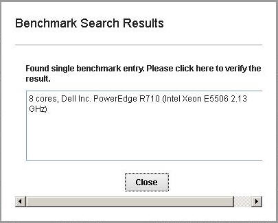 Benchmark Search Results window