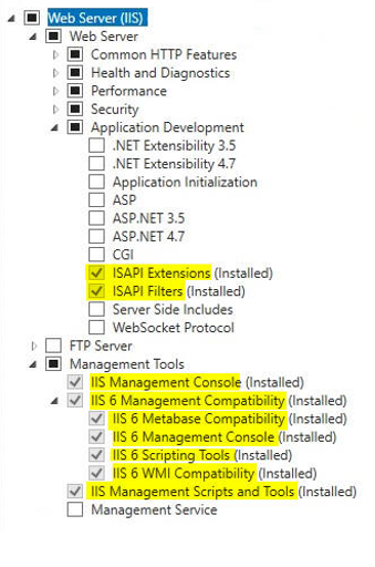 Roles checked for Webserver IIS