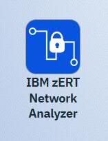 The screenshot displays the "IBM zERT Network Analyzer" icon.