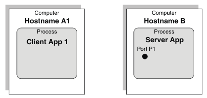 Diagram showing the locations of the client and server applications.