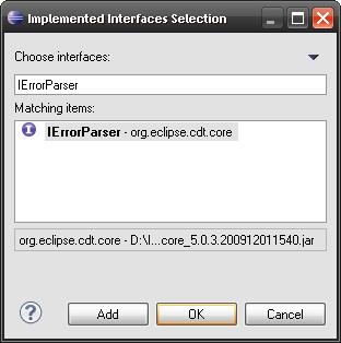 Implemented Interfaces Selection Dialog