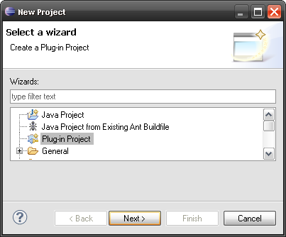 New Project wizard selection dialog