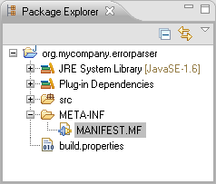 Package Explorer showing MANIFEST.MF