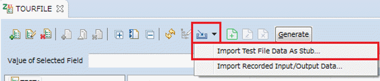 Import Test Data toolbar button