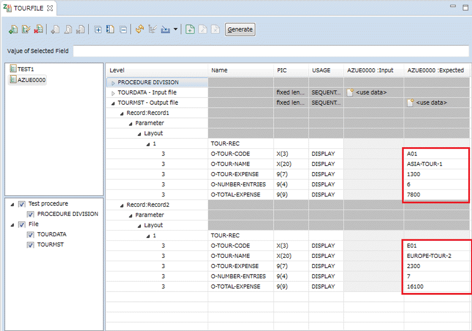 Test Case Editor with imported data