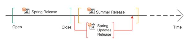 Diagram shows releases that change over time.