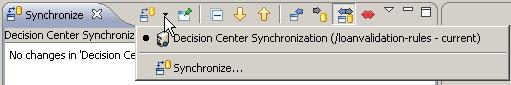 Image shows the Synchronize button and the arrow button that opens the synchronization list.